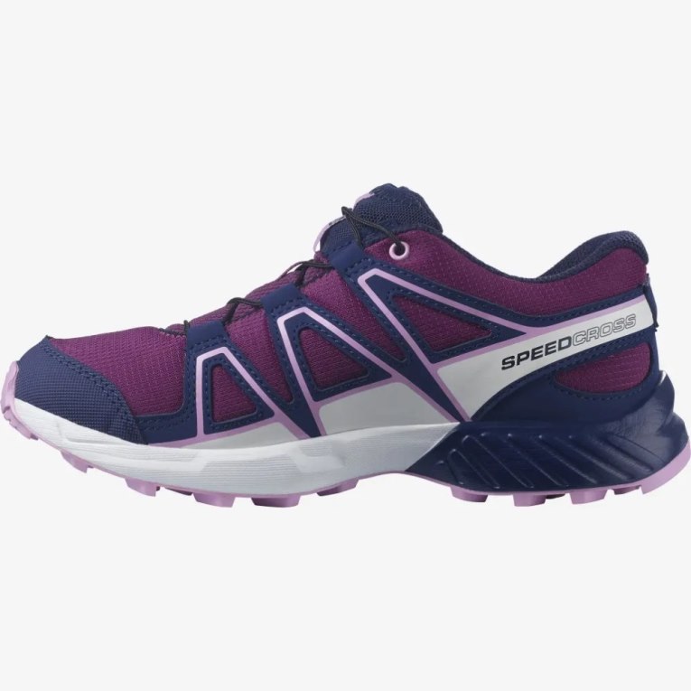 Fuchsia / Navy Salomon Speedcross Kids' Hiking Shoes | IE JS4021